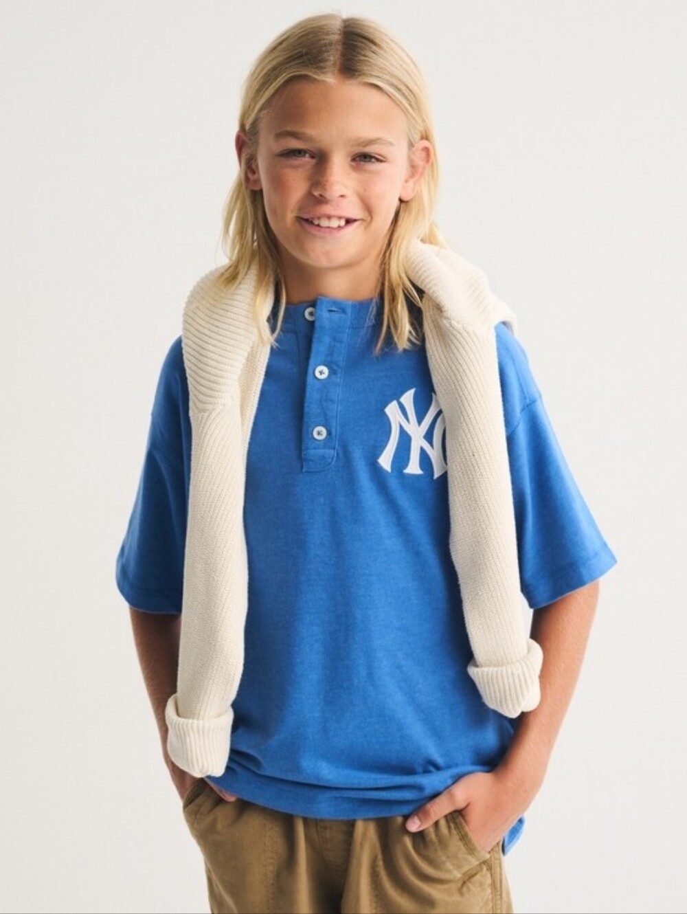 NWT ABERCROMBIE & FITCH KIDS NY YANKEES LOGO POLO